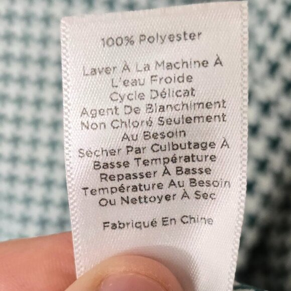 Talbots Houndstooth Pattern Green & White Button Down Blouse - Picture 3 of 8